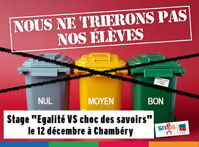 Stage FSU « Egalité scolaire VS Choc des savoirs »