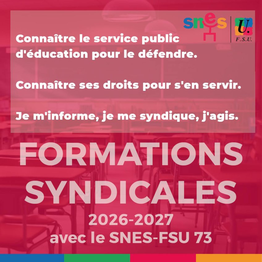 Rentrée 2026 - se former pour agir avec le SNES-FSU73, dès la rentrée !