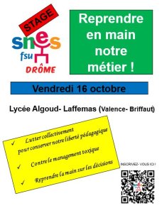Stage REPRENDRE EN MAIN NOTRE MÉTIER !