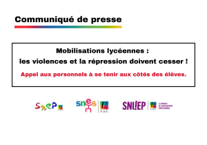 Mobilisations lycéennes : les violences et la répression doivent cesser !
