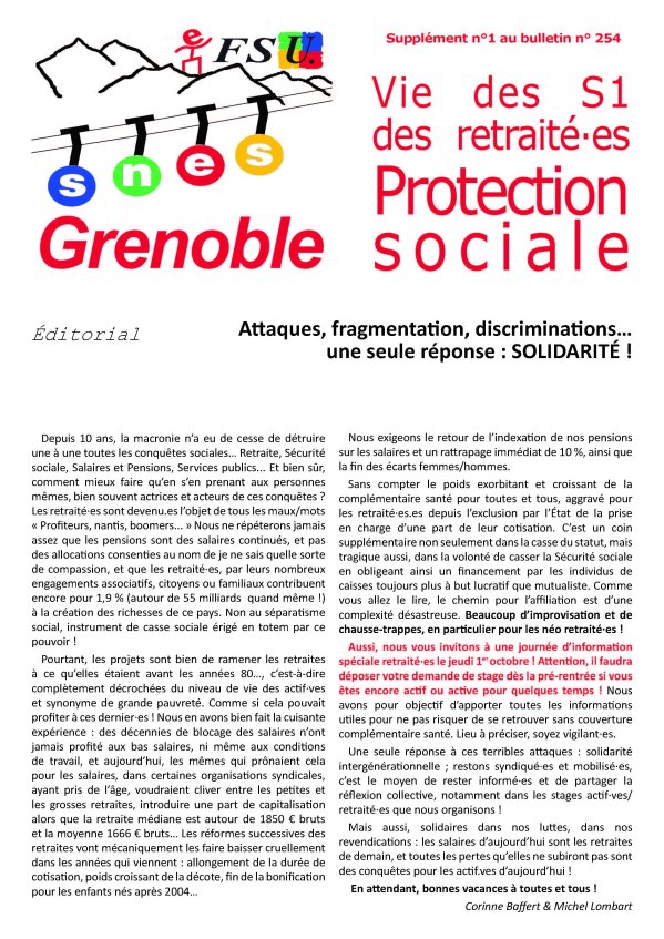 Supplément au bulletin n°254